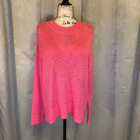 Pink Rose Sweaters - Pink Scoop Neck Knit Sweater PINK ROSE XL